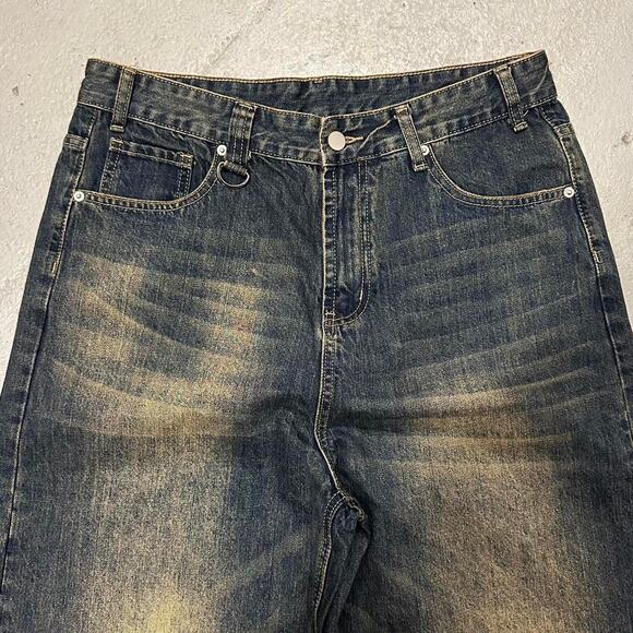 NAVY DESERT WIDE LEG BAGGY DENIM 32 WAIST - Picture 4 of 7